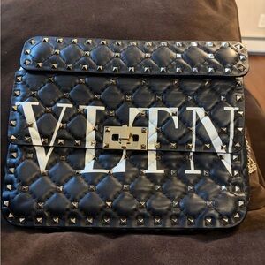 Valentino Garavani Black Quilted Bag with Silver Studs